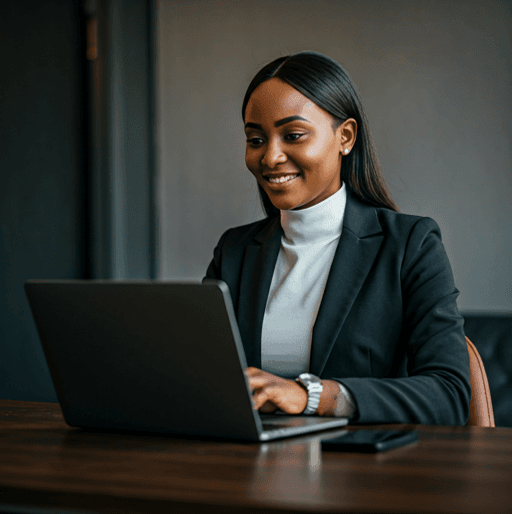 Job seeker celebrating with a laptop wearing joballa branded apparel